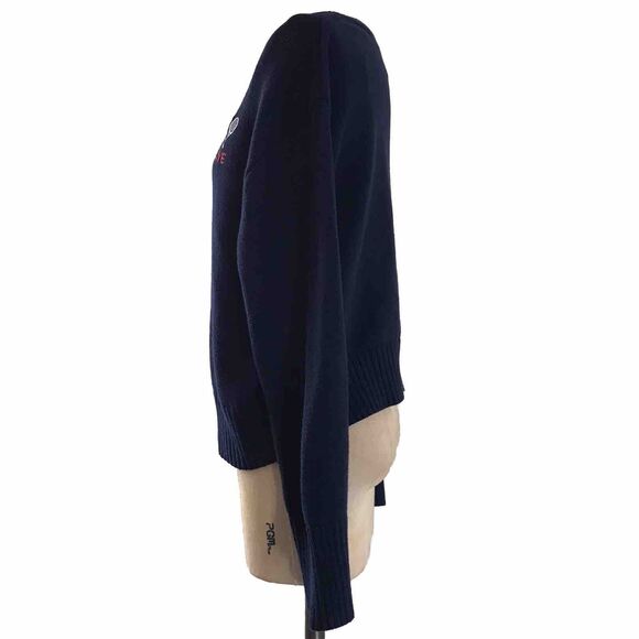 Brit NY Navy Blue 100% Cotton Knit Long Sleeve Pickleball Preppy Sweater NEW - M - Picture 4 of 7